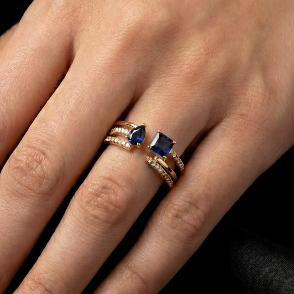 Glamorous Unique Design Gold Plated Crystal Stones Ring For Girls/Women