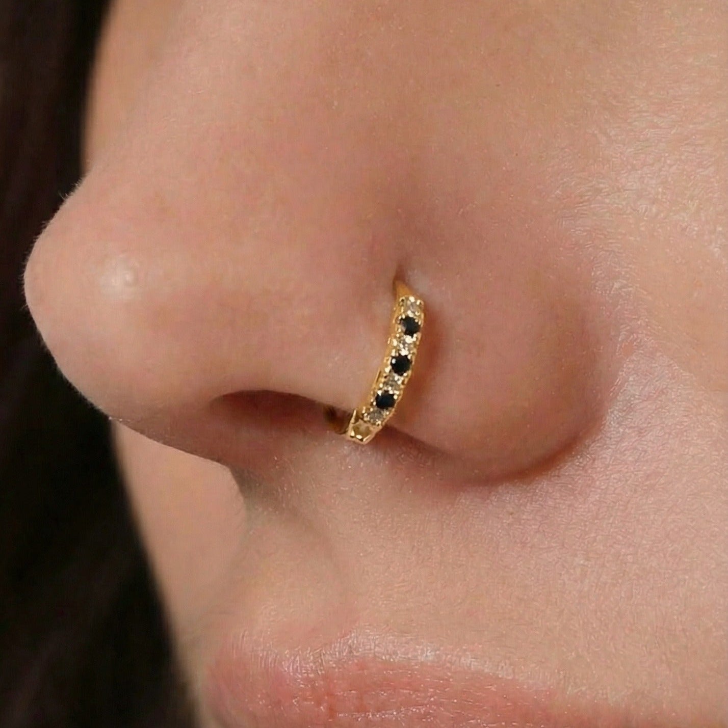 Luxury Design Gold Plated Crystal Stones Nose Ring for Girls/Women