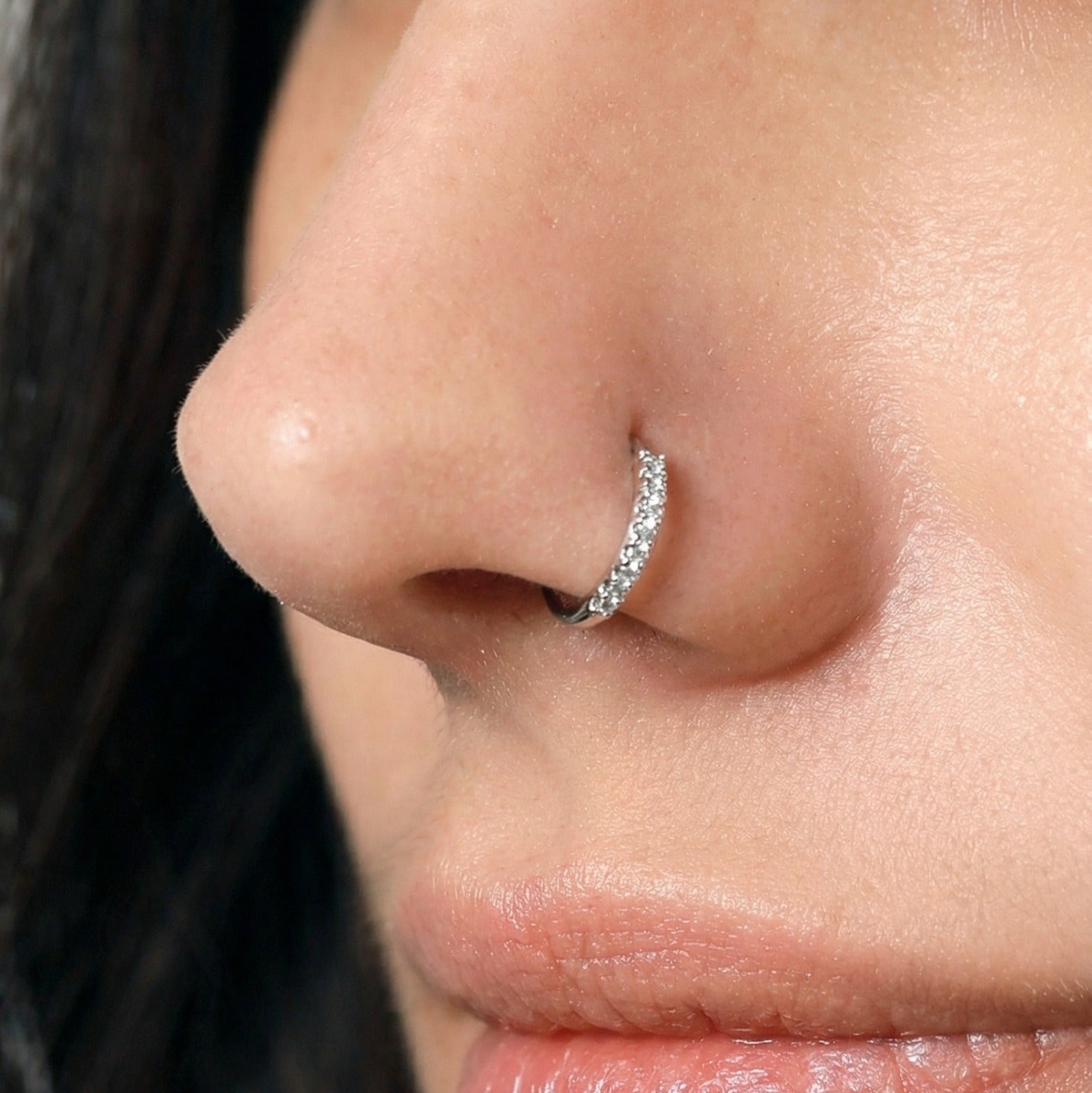 Sparkling Design Silver Plated Crystal Stones Nose Ring for Girls/Women