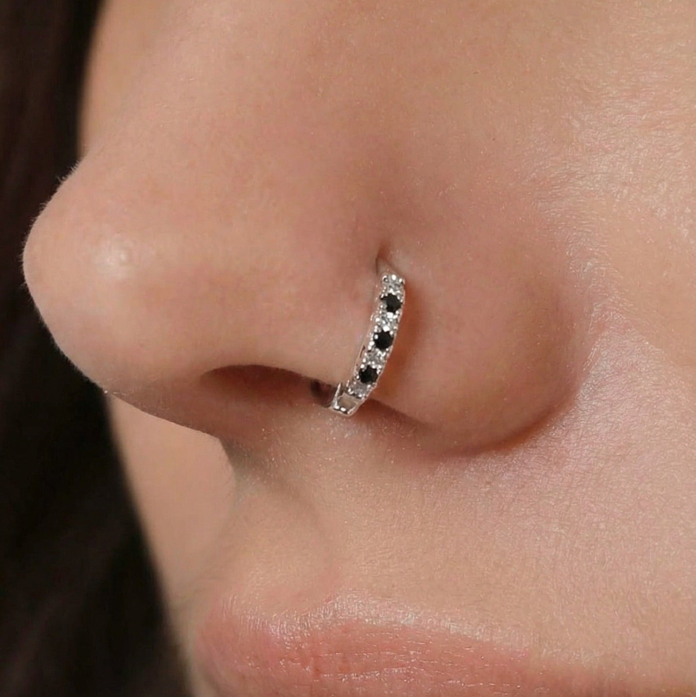 Sparkling Design Silver Plated Crystal Stones Nose Ring for Girls/Women