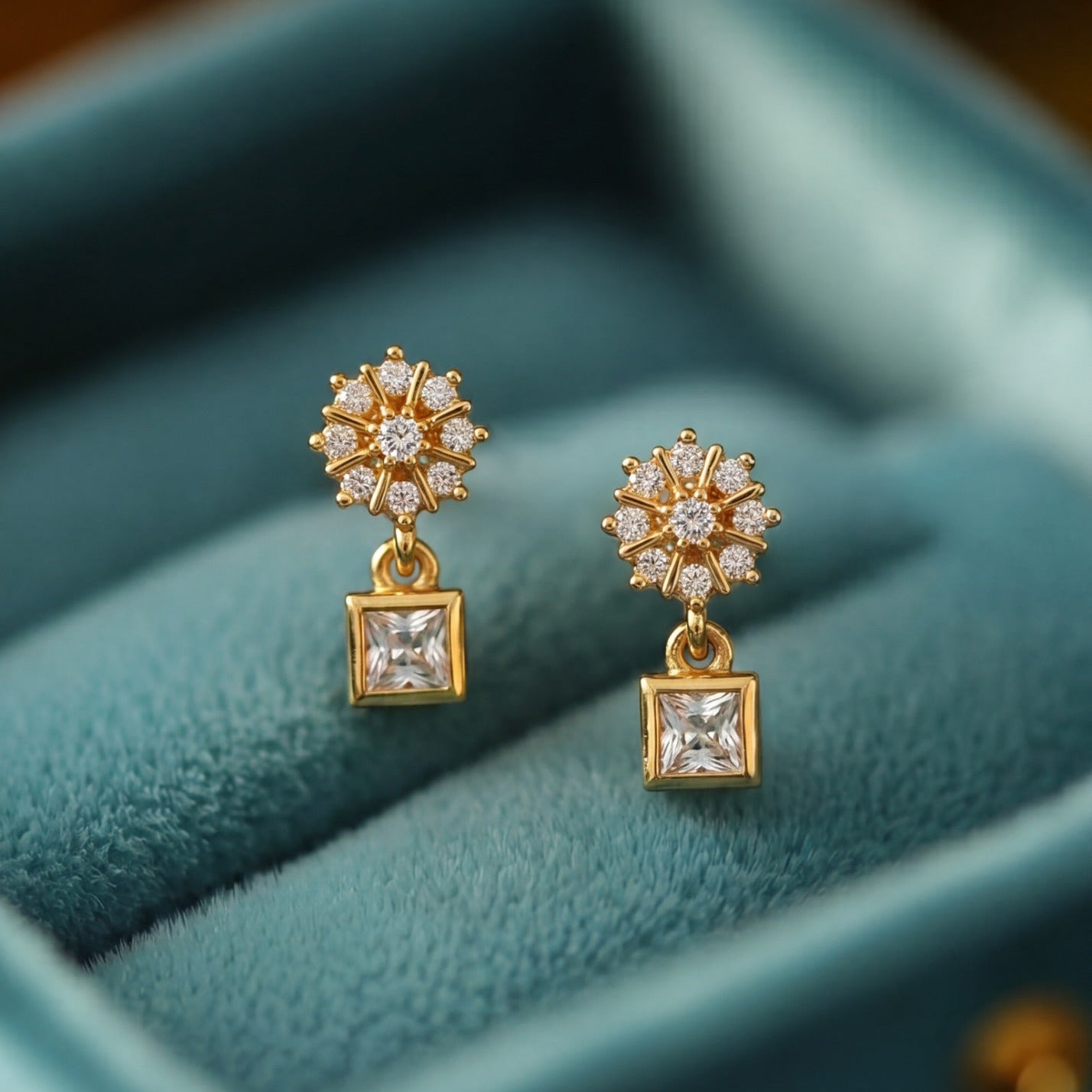 Charming Unique Design Gold Plated Crystal Stones Earrings for Kids