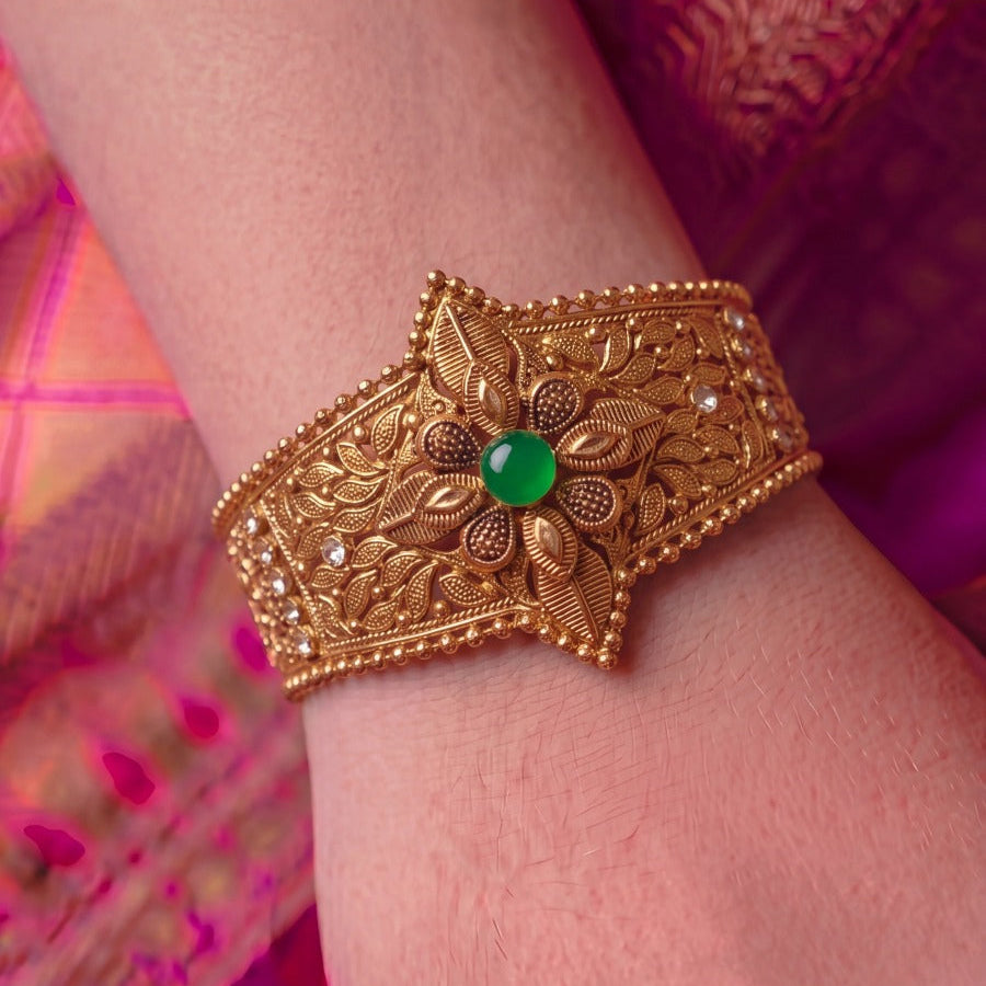 Luminous Design Gold Plated Crystal Stones Bangle for Girls/Women