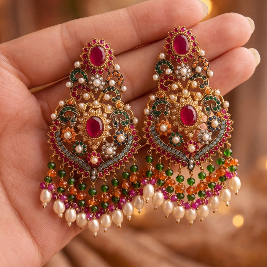 Elegant Design Gold Plated Crystal Stones Earrings For Girls/women