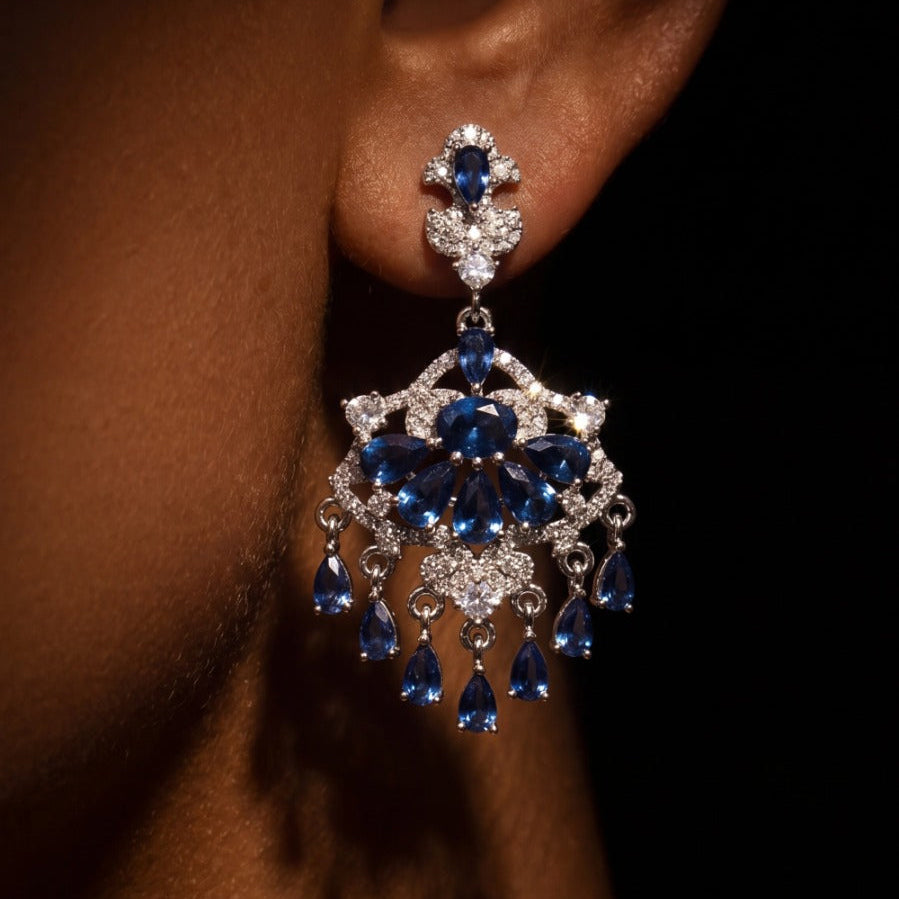 Glamorous Design Silver Plated Crystal Stones Earrings For Girls/women