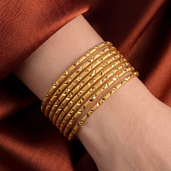 Gorgeous Unique Design Gold Plated 8pc Bangle set For Girls/women