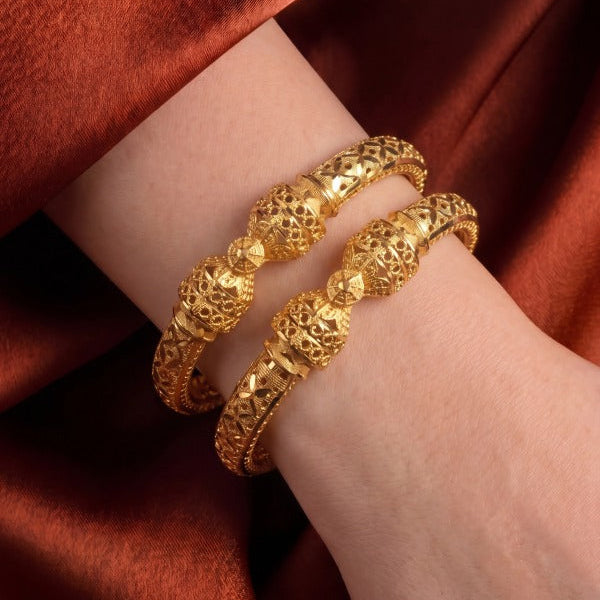 Stylish Unique Design Gold Plated 2pc Bangle set For Girls/women