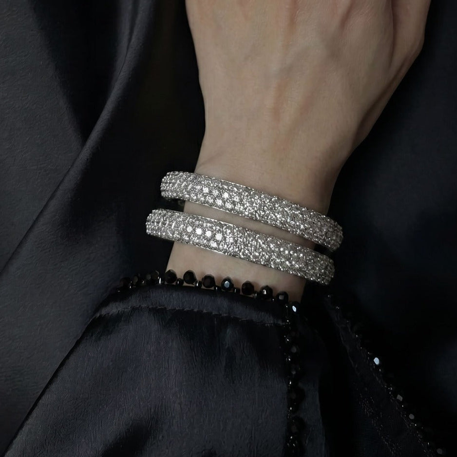 Fancy Unique Design Silver Plated 2pc Bangle Set For Girls/women