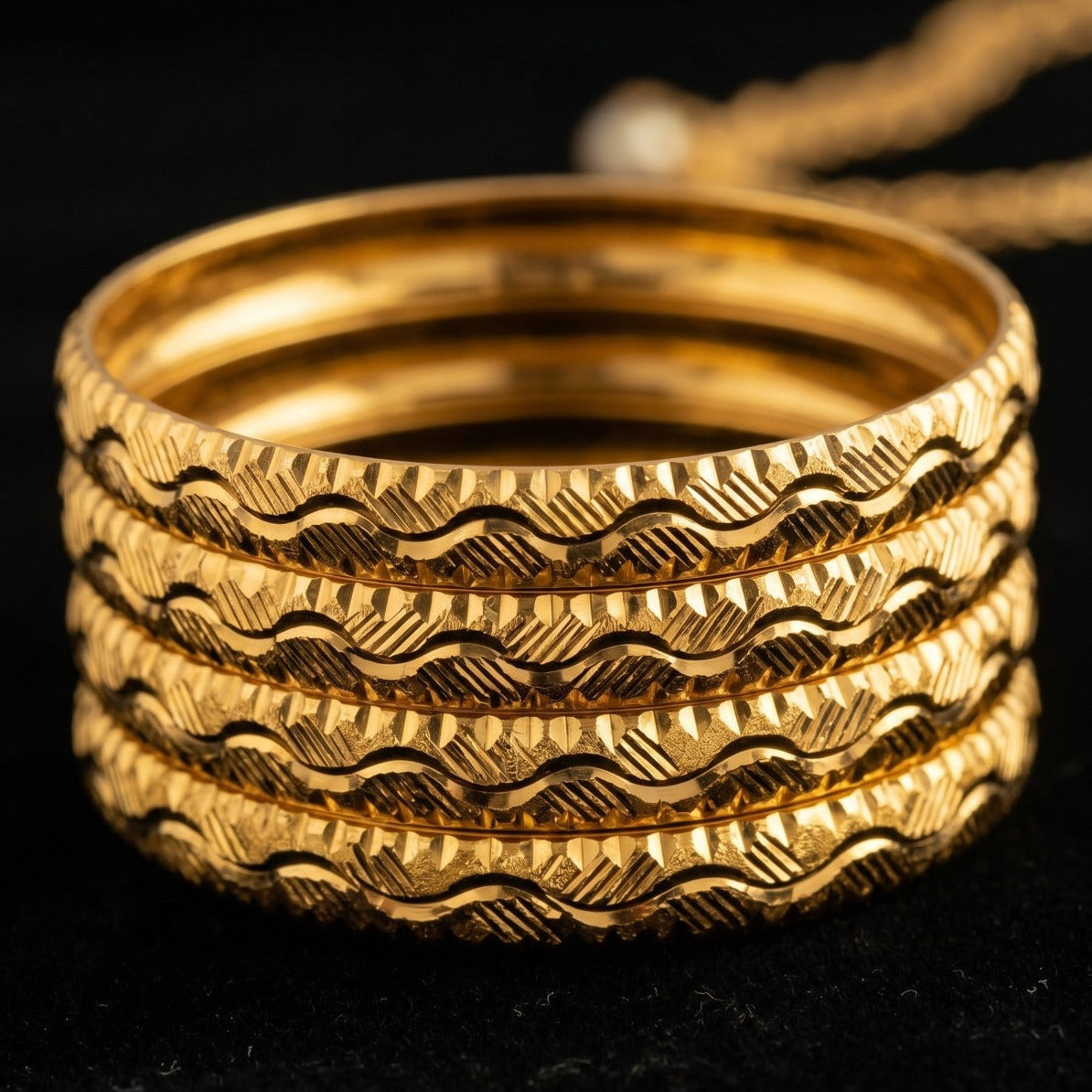 Gorgeous Unique Design Gold Plated 4pc Bangle Set For Girls/women