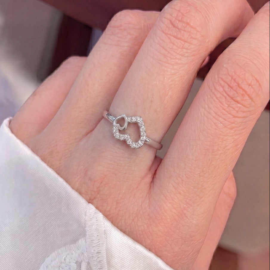 Dazzling Unique Heart Design Crystal Stones Adjustable Ring For Girls/women