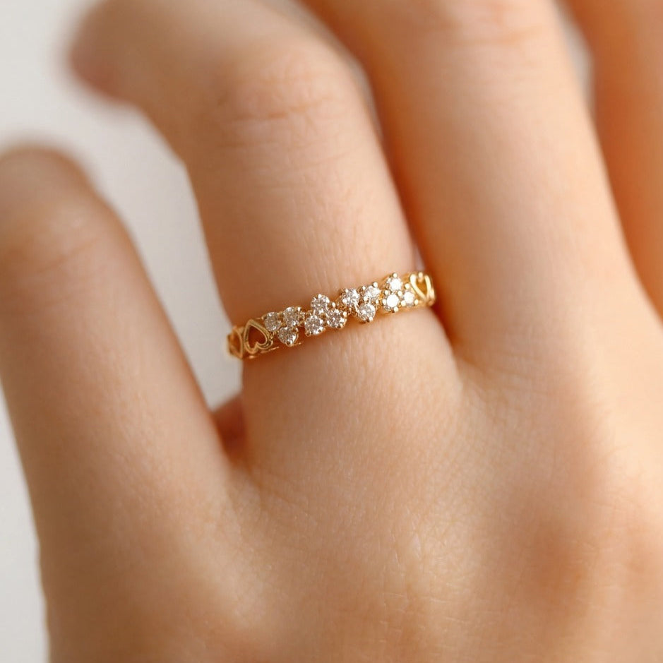 Luminous Unique Design Crystal Stones Adjustable Ring For Girls/women