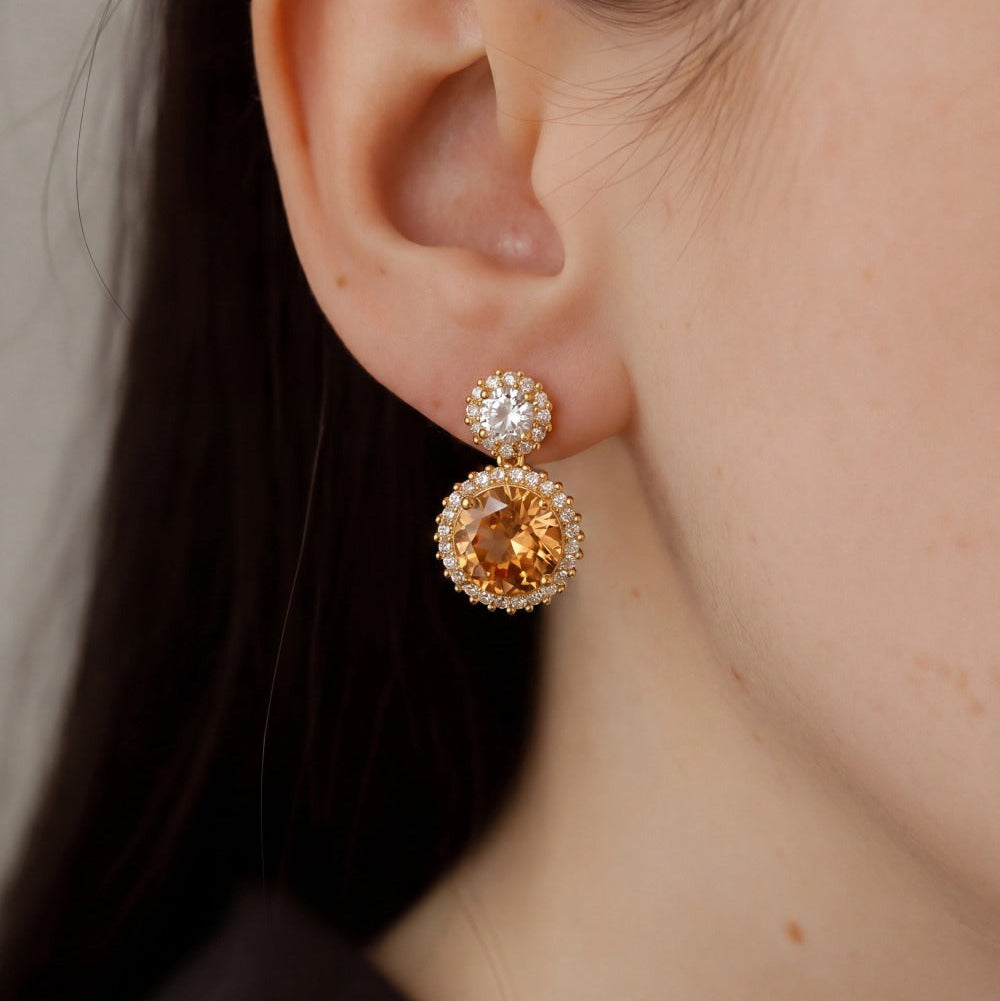 Luxury Design Gold Plated Crystal Stones Earrings For Girls/women