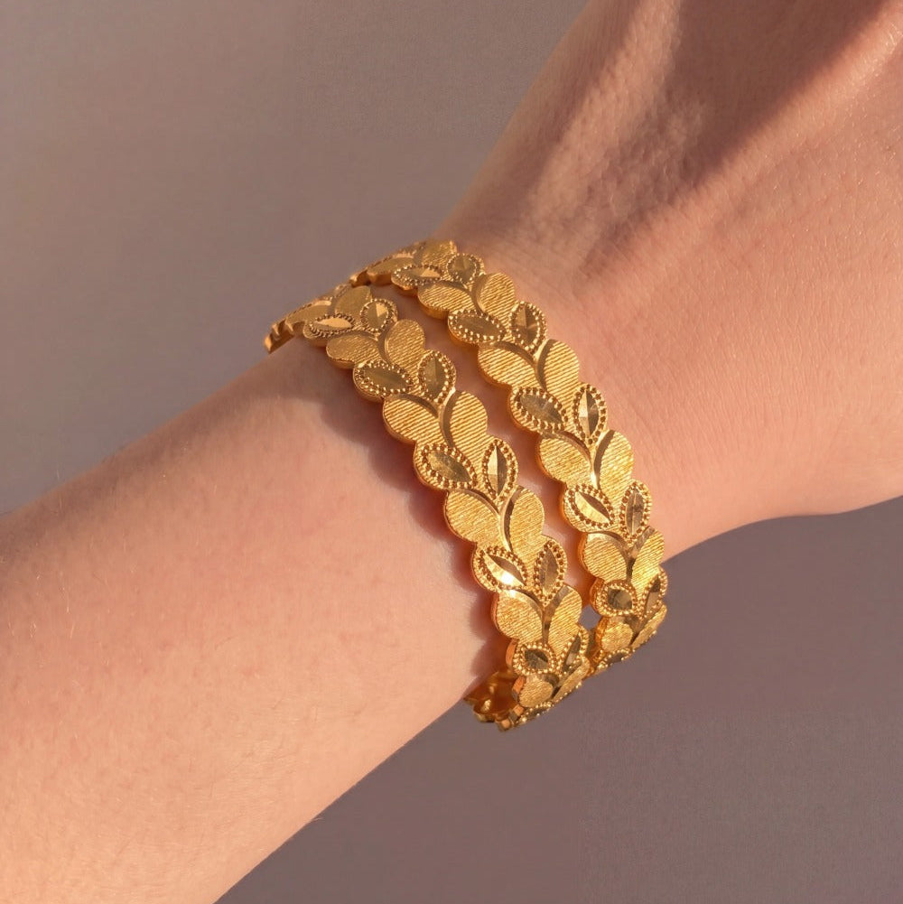 Beautiful Design Gold Plated 2pc Bangle Set For Girls/women