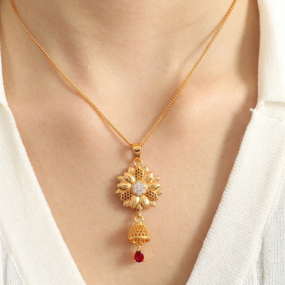 Dazzling Design Gold Plated Crystal Stones Necklace For Girls/women