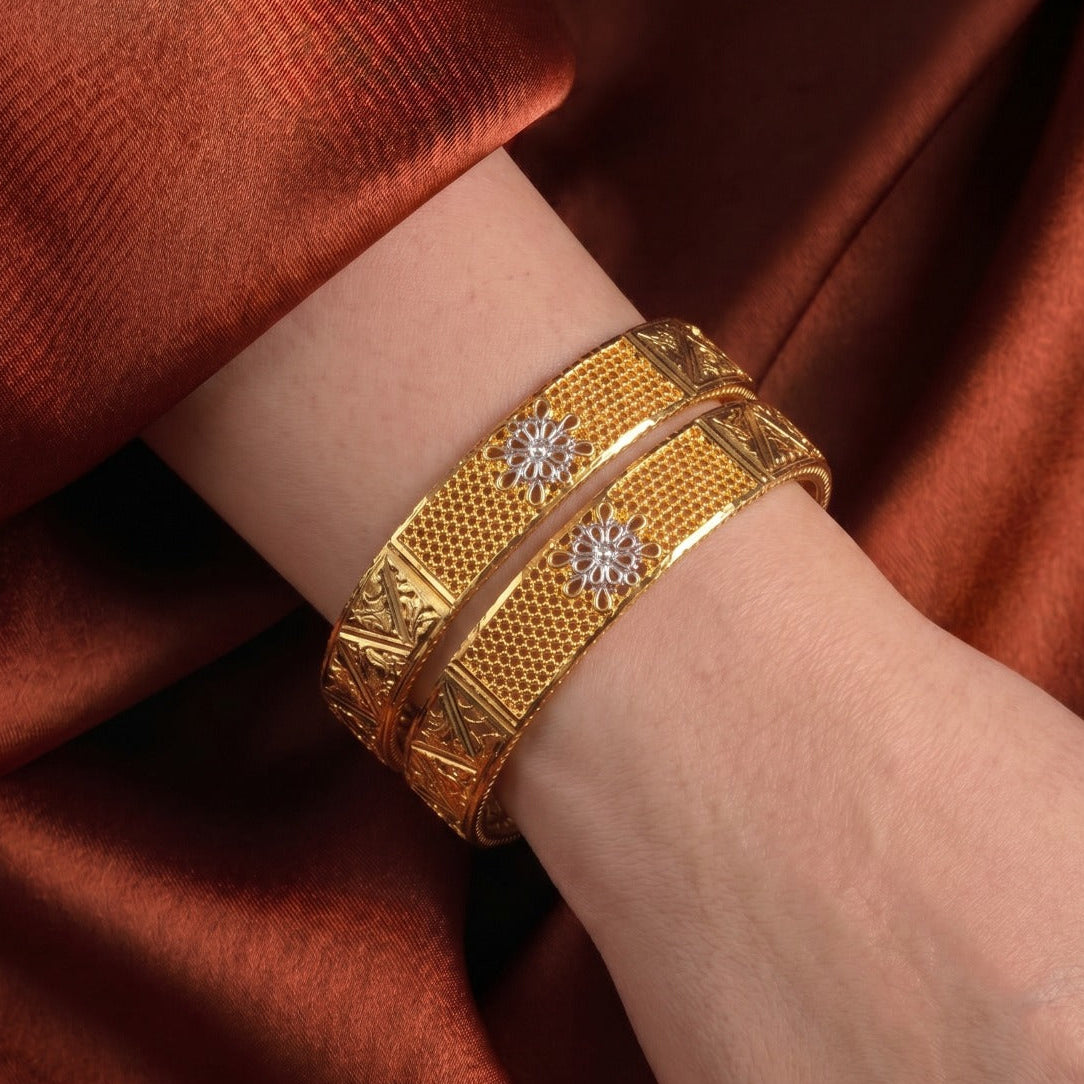 Beautiful Design Gold Plated 2pc Bangle Set For Girls/women