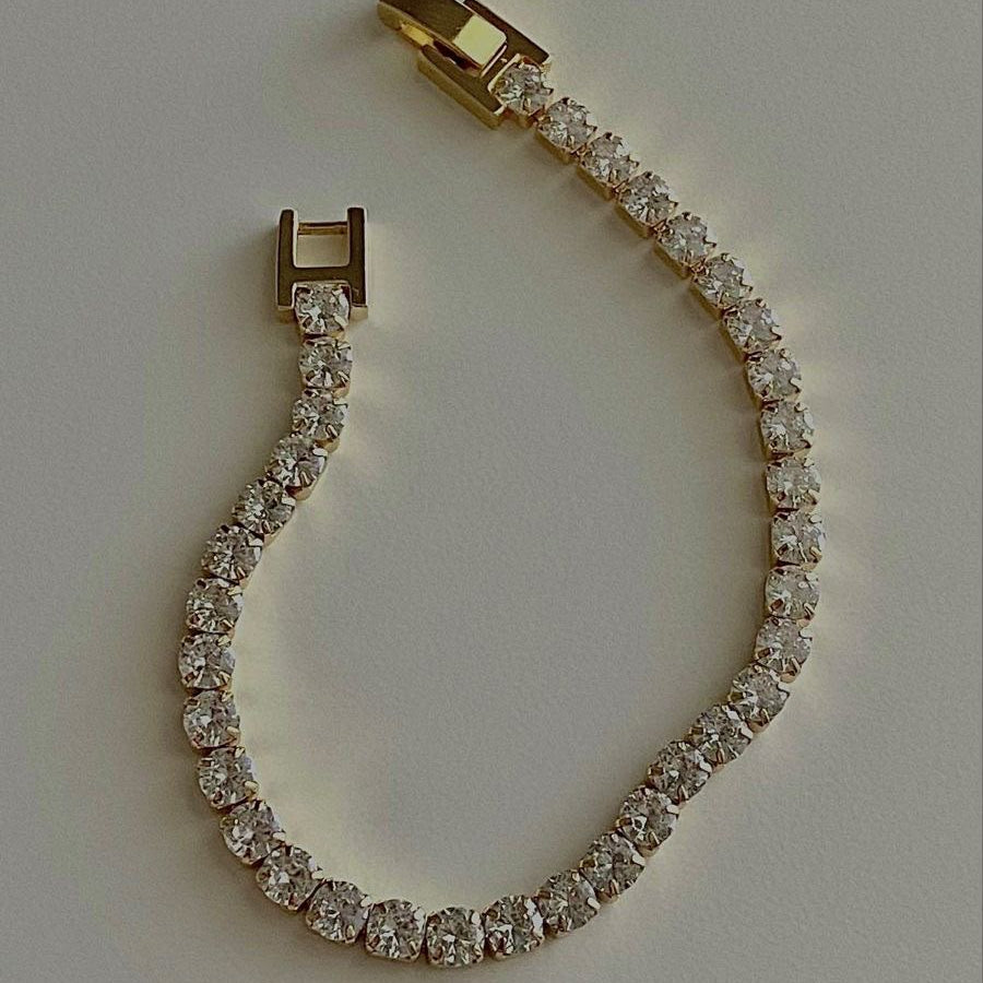 Diamond Cut Stones Gold Plated Tennis- Bracelet