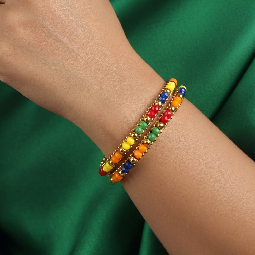 Gorgeous Unique Design Gold Plated 2pc Bangle Set For Girls/women