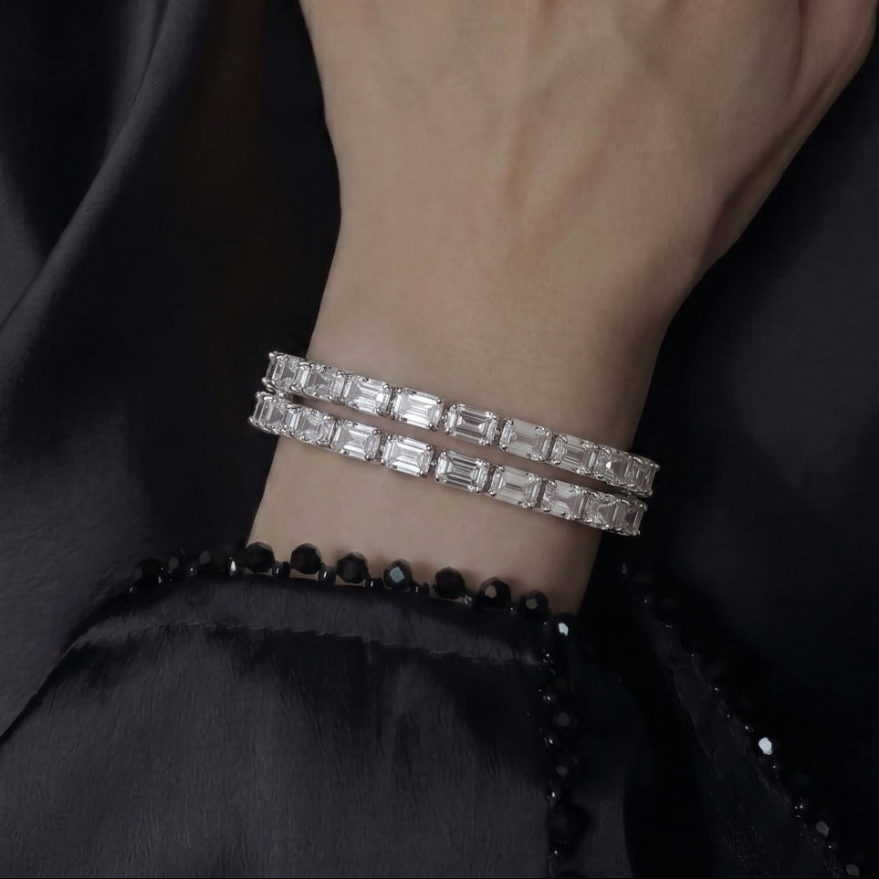 Elegant Design Silver Plated Crystal Stones 2pc Bangle Set For Girls/women