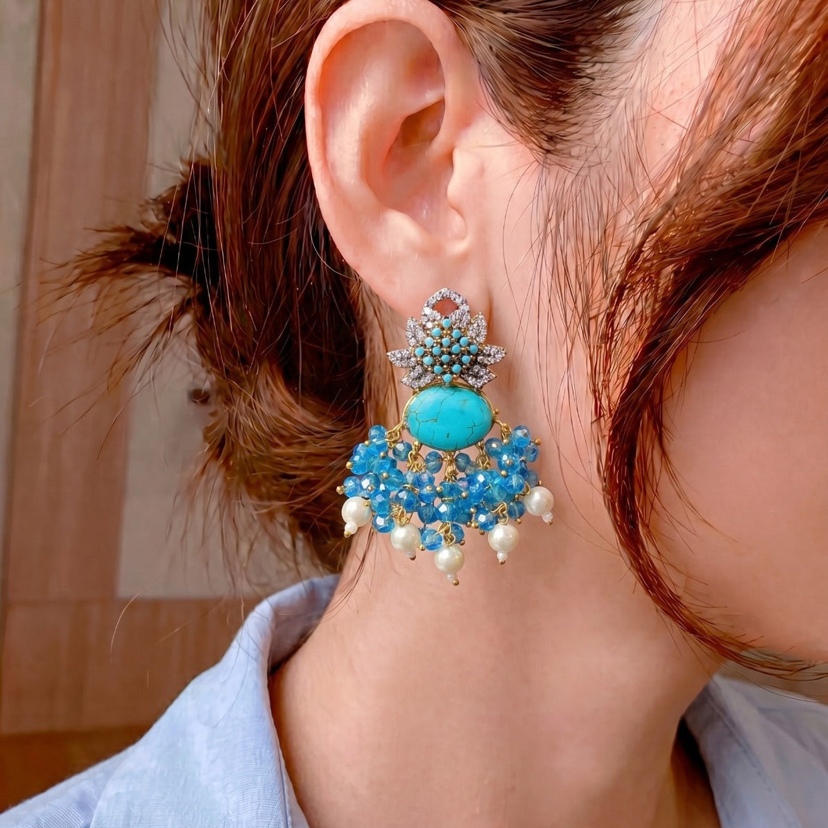 Luminous Design Gold Plated Crystal Stones Earrings For Girls/women