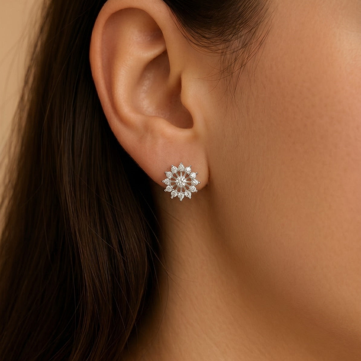 Gorgeous Design Silver Plated Crystal Stones Earrings For Girls/Women