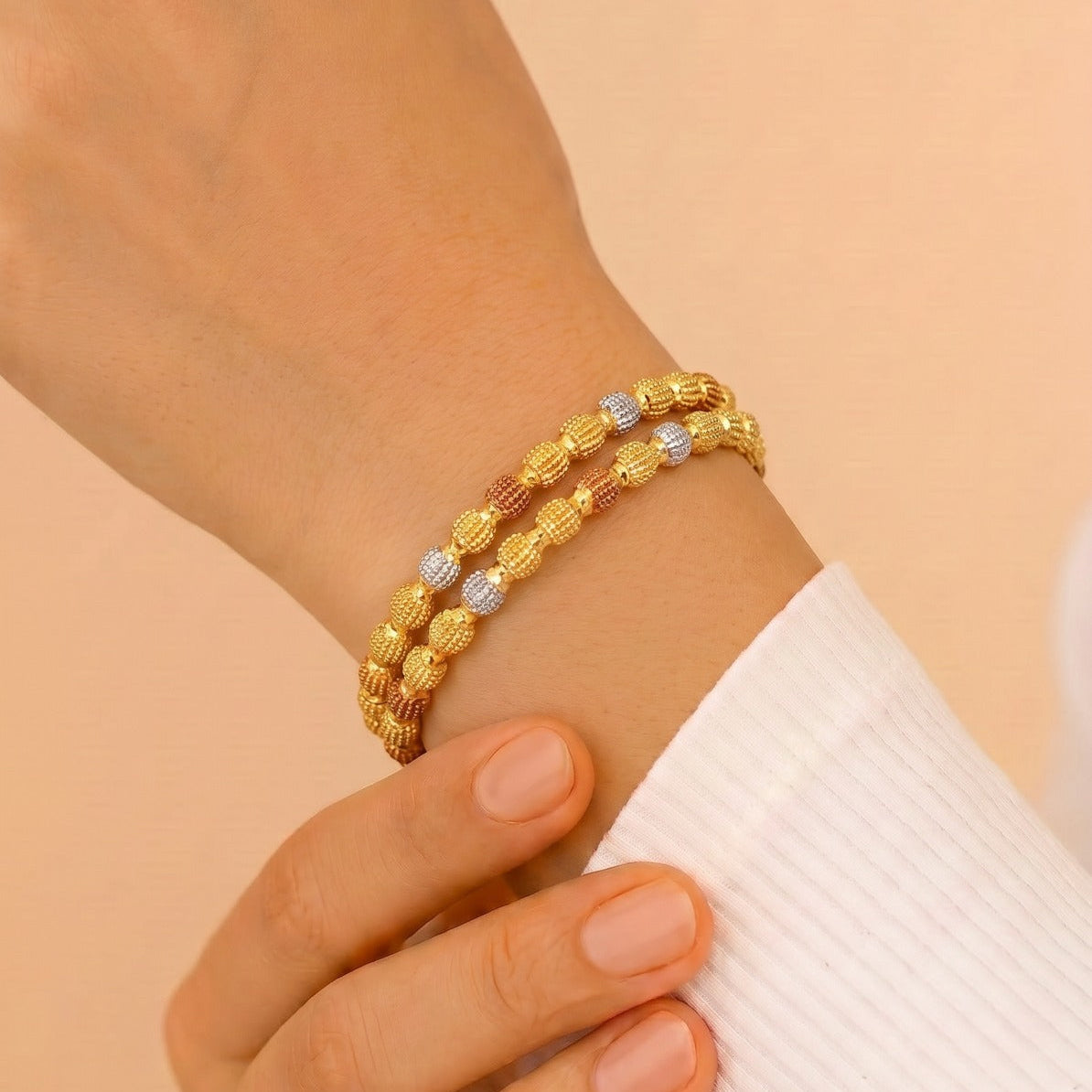 Charming Unique Design Gold Plated 2pc Bangle set For Girls/Women