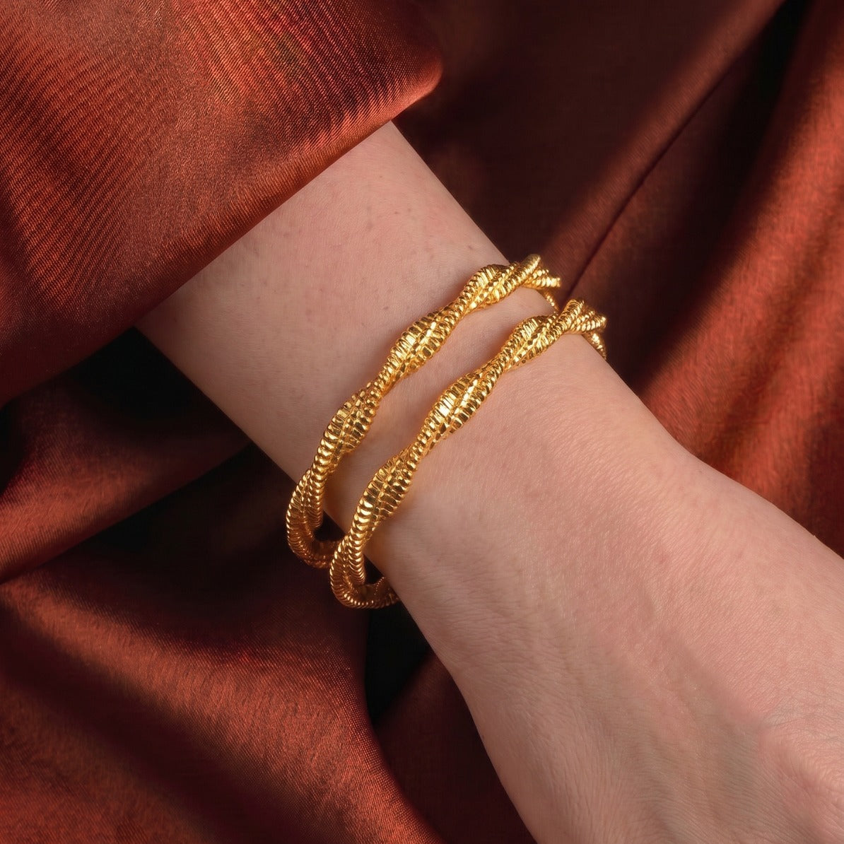 Fancy Unique Design Gold Plated 2pc Bangle set For Girls/Women