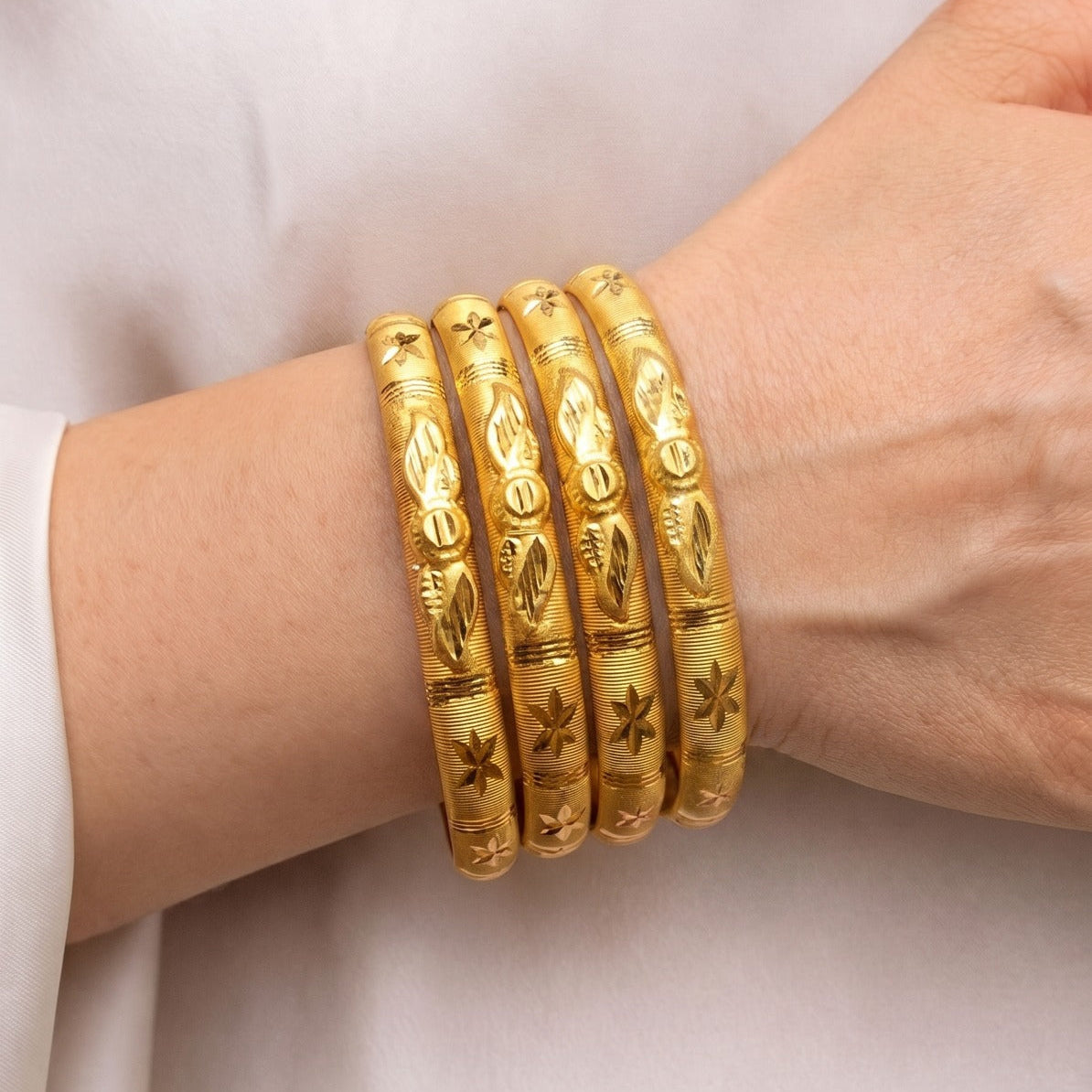 Gorgeous Unique Design Gold Plated 4pc Bangle set For Girls/Women