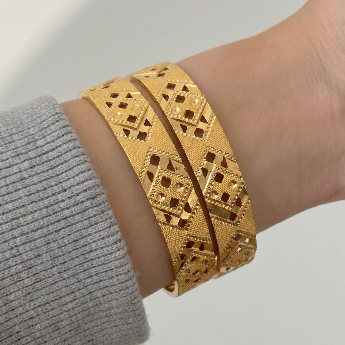 Elegant Unique Design Gold Plated 2pc Bangle set For Girls/Women
