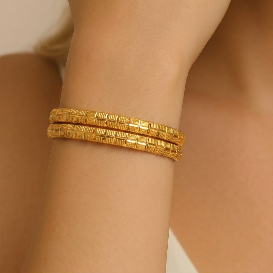 Charming Unique Design Gold Plated 2pc Bangle set For Girls/Women