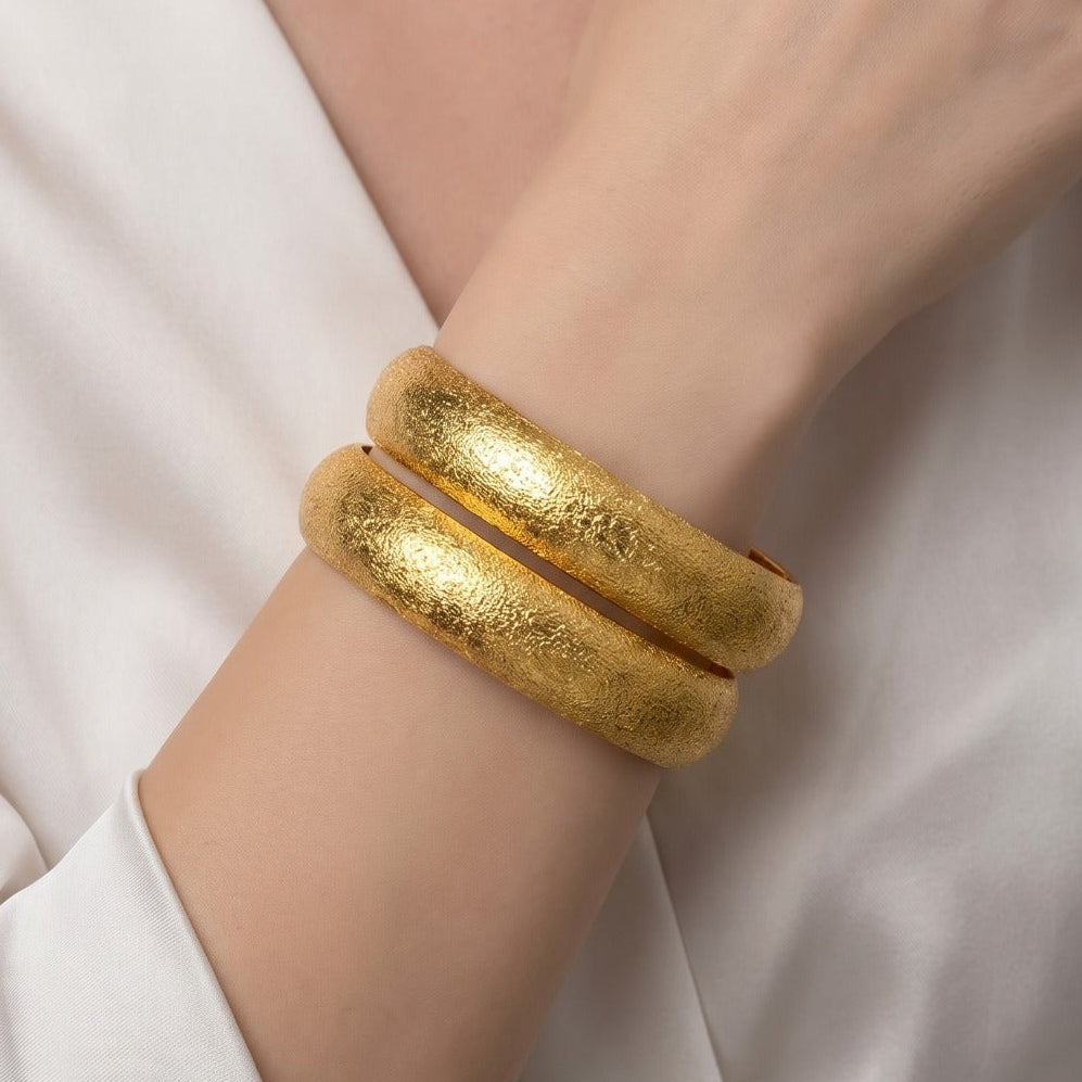 Gorgeous Unique Design Gold Plated 2pc Bangle set For Girls/Women
