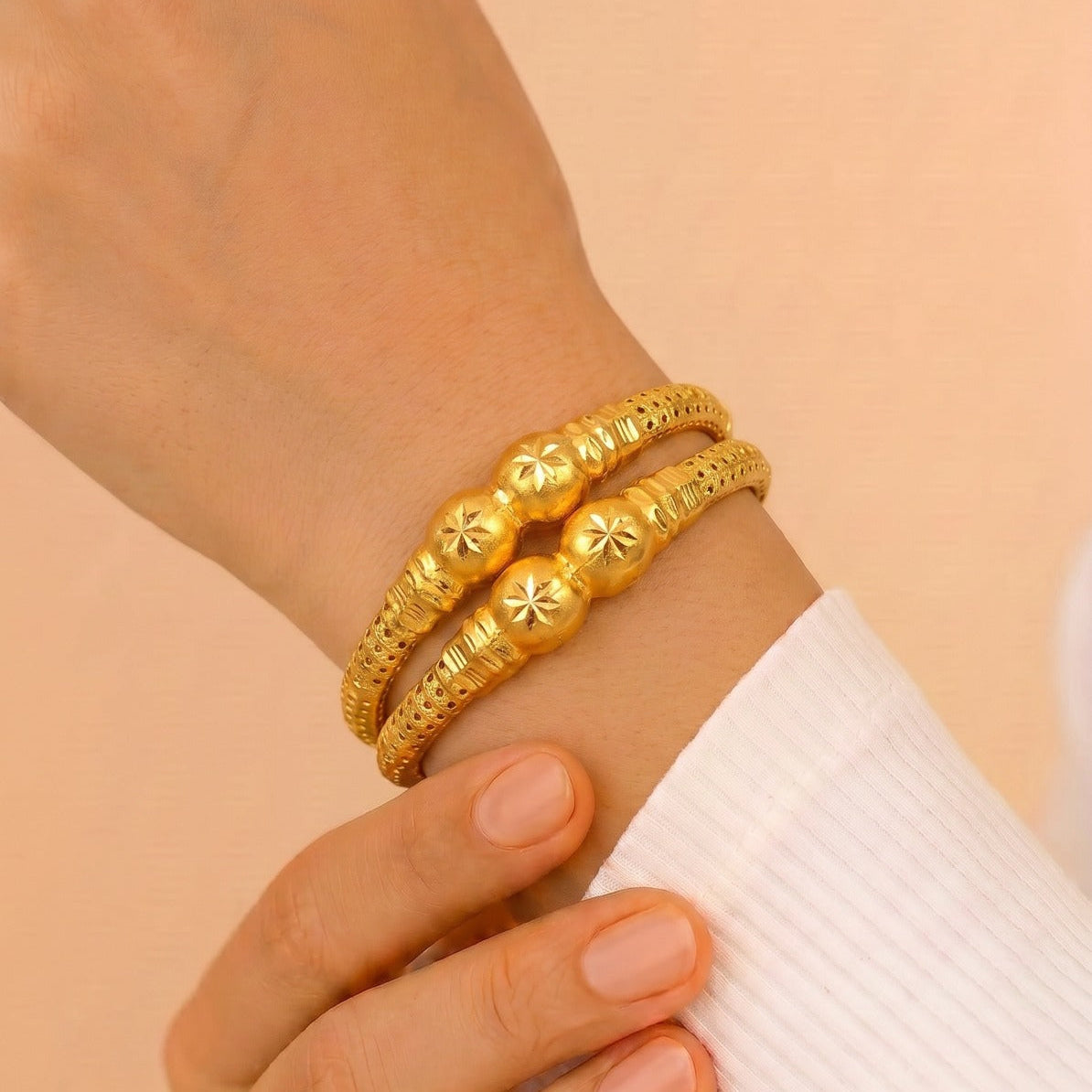 Luminous Unique Design Gold Plated 2pc Bangle set For Girls/Women