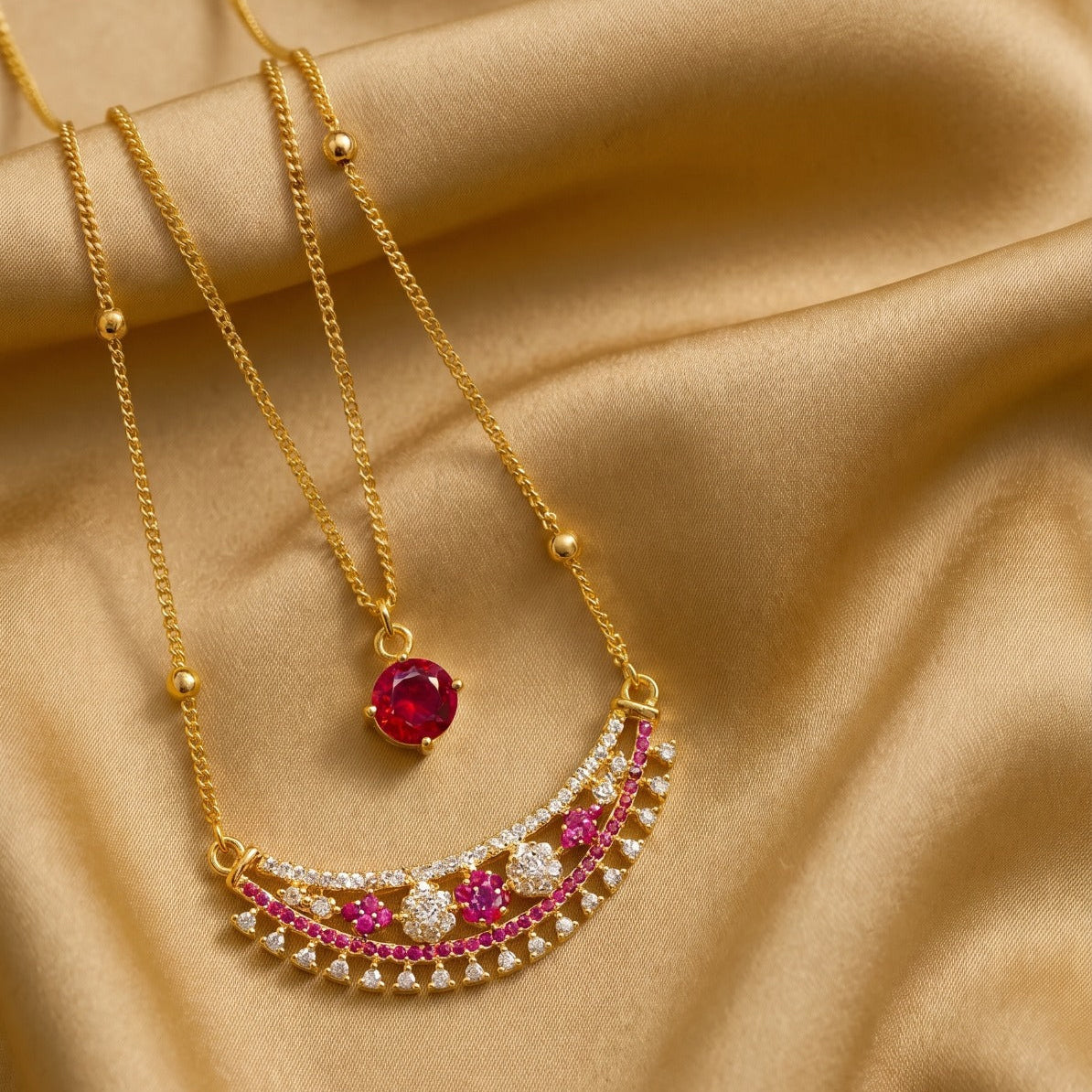 Fancy Design Gold Plated Crystal Stones Necklace for Girls/Women