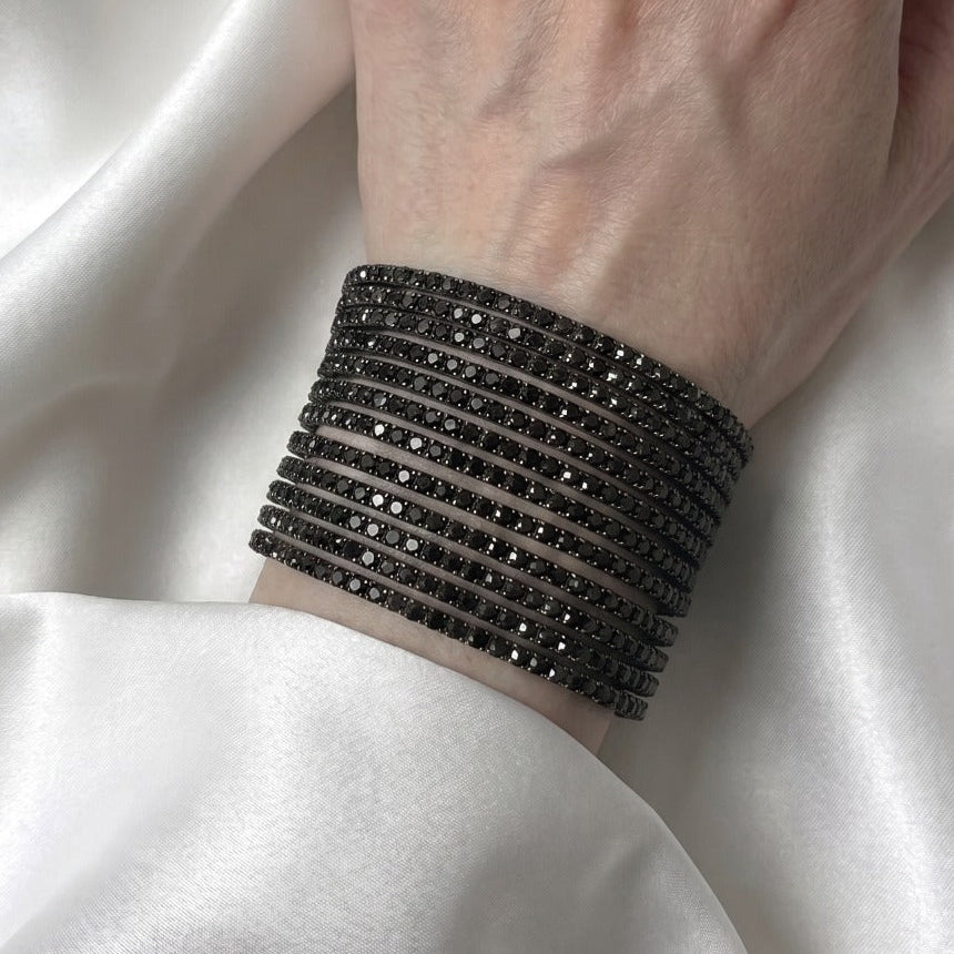 Stylish Design Silver Plated Crystal Stones 12pc Bangle Set for Girls/Women