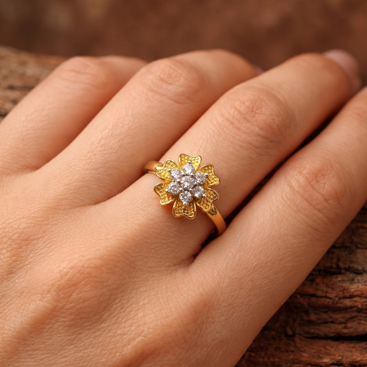 Luxury Unique Design Gold Plated Crystal Stones Ring For Girls/Women