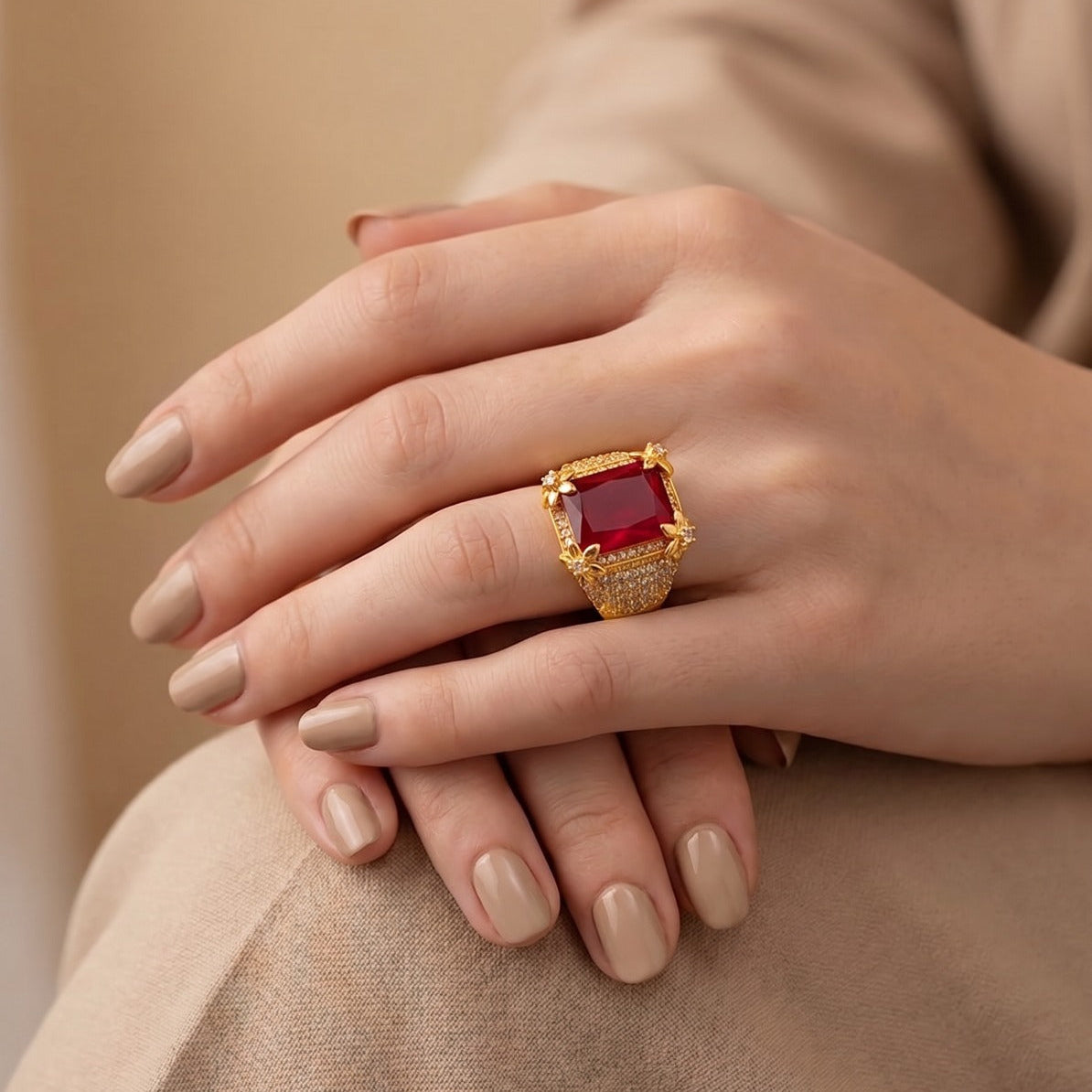 Luminous Design Gold Plated Crystal Stones Ring For Girls/Women