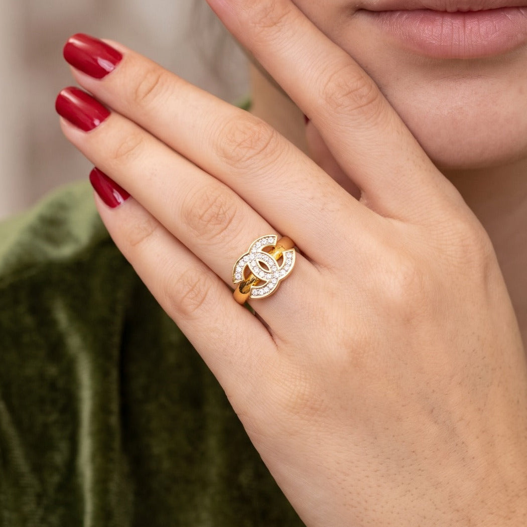 Charming Design Gold Plated Crystal Stones Ring For Girls/Women