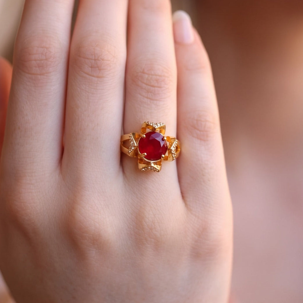 Glamorous Design Gold Plated Crystal Stones Ring For Girls/Women