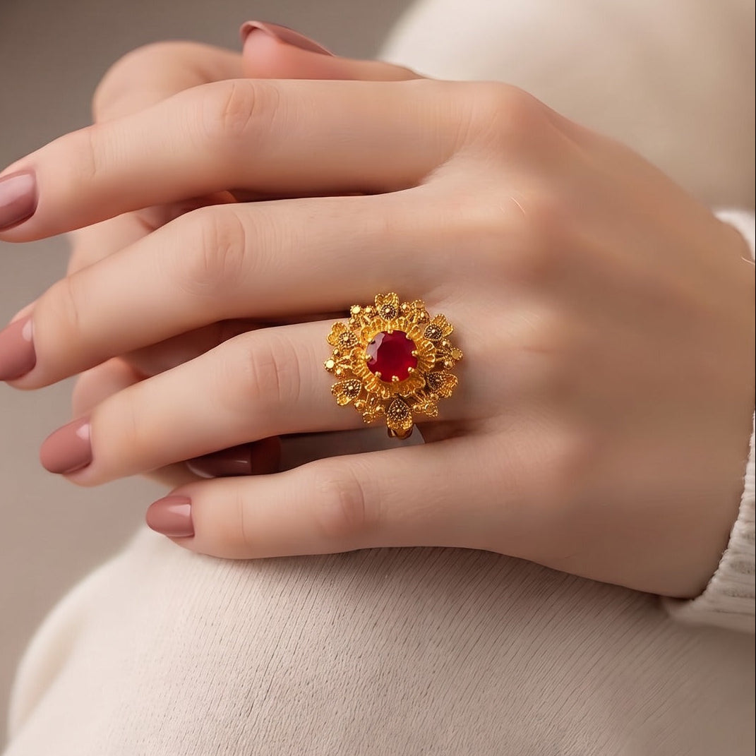Charming Unique Design Gold Plated Crystal Stone Ring For Girls/Women