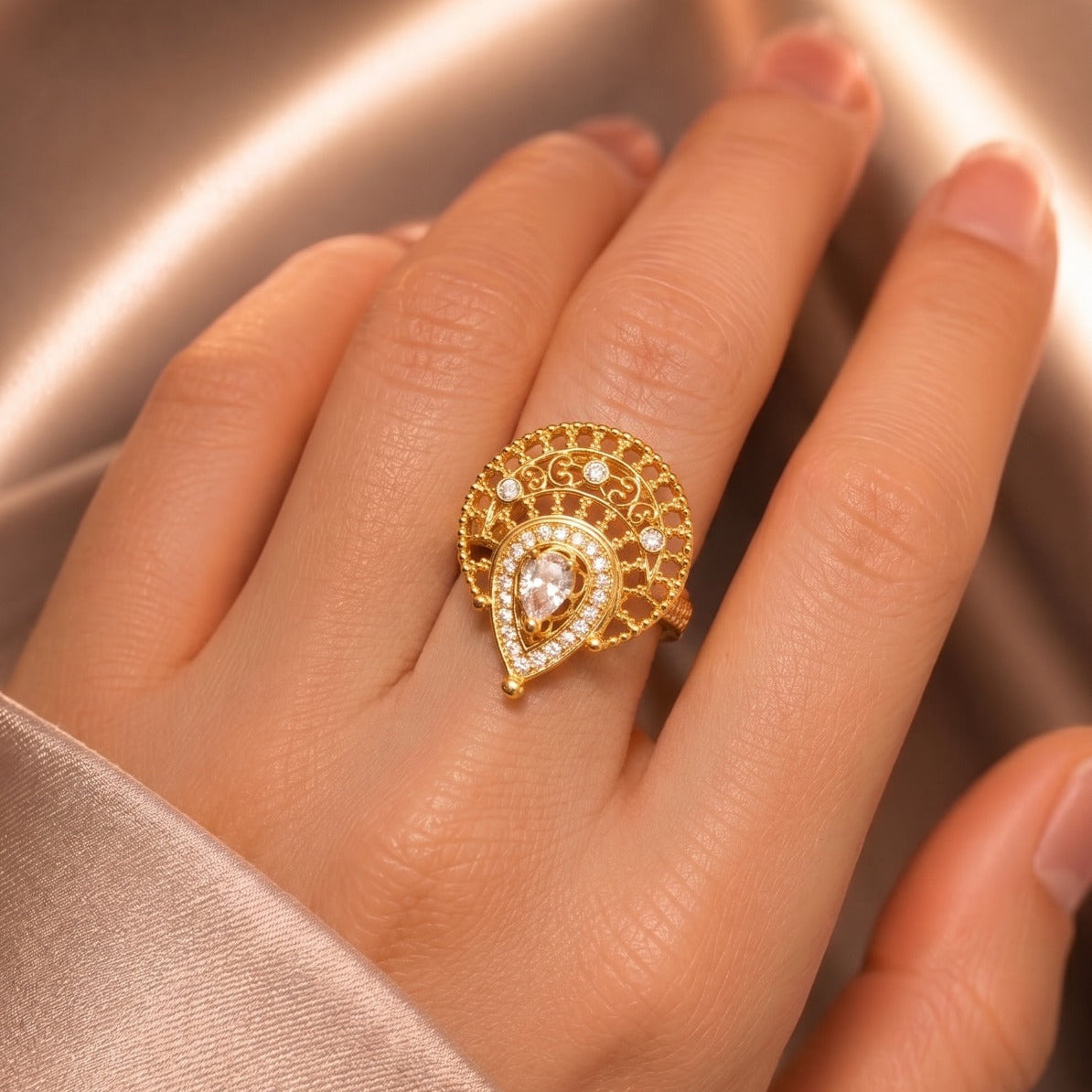 Charming Design Gold Plated Crystal Stones Ring For Girls/Women