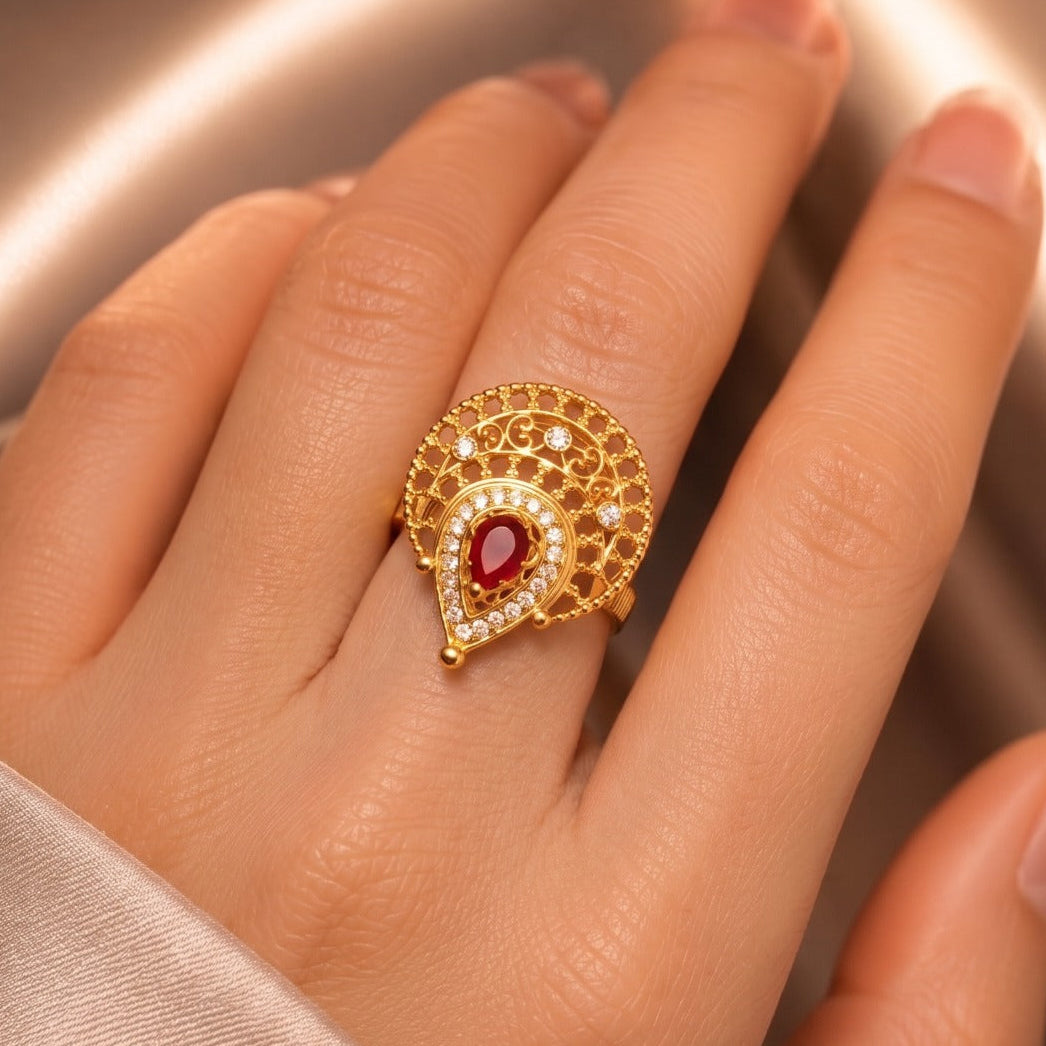 Charming Design Gold Plated Crystal Stones Ring For Girls/Women