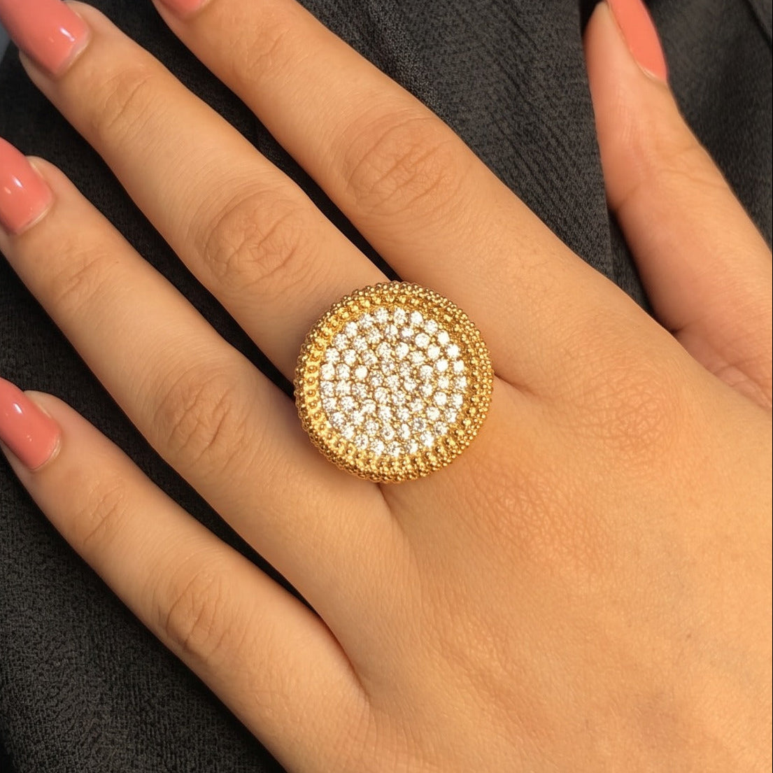 Fancy Unique Design Gold Plated Crystal Stones Ring For Girls/Women