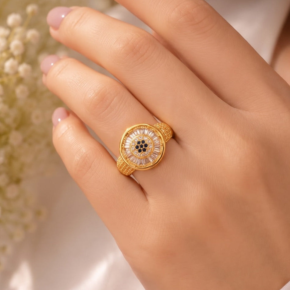 Luminous Design Gold Plated Crystal Stones Ring For Girls/Women