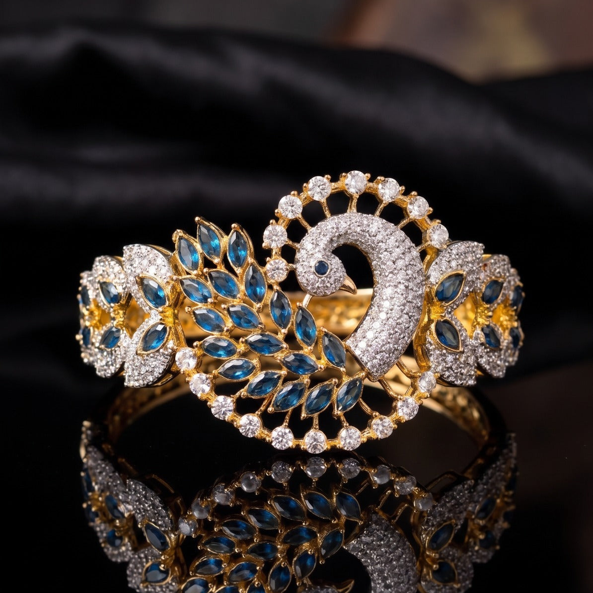Glamorous Design Gold Plated Crystal Stones Bangle for Girls/Women
