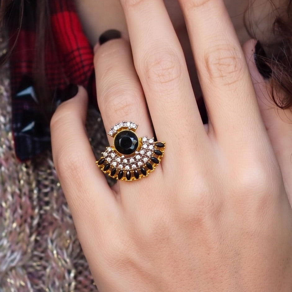 Luminous Design Gold Plated Crystal Stones Ring For Girls/Women