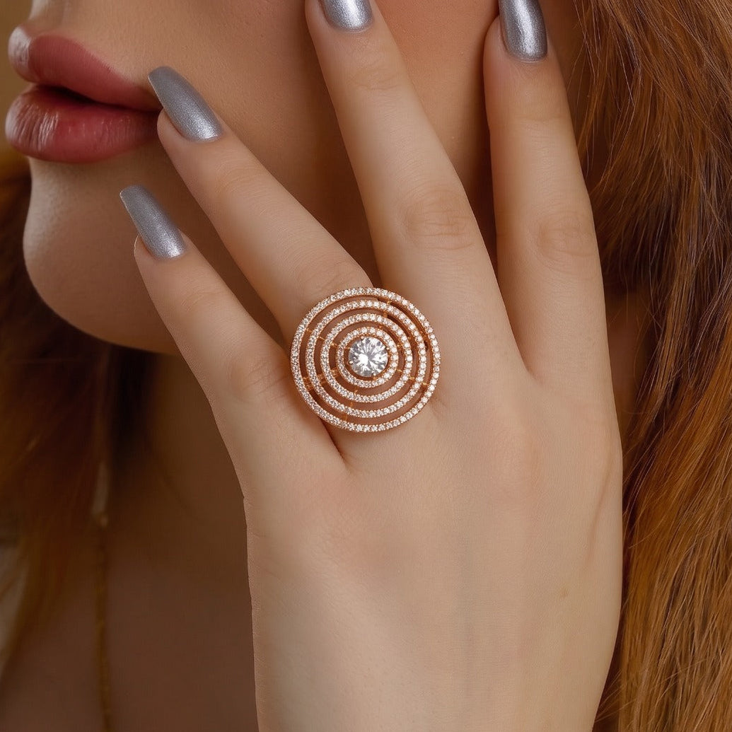 Glamorous Design Gold Plated Crystal Stones Ring For Girls/Women