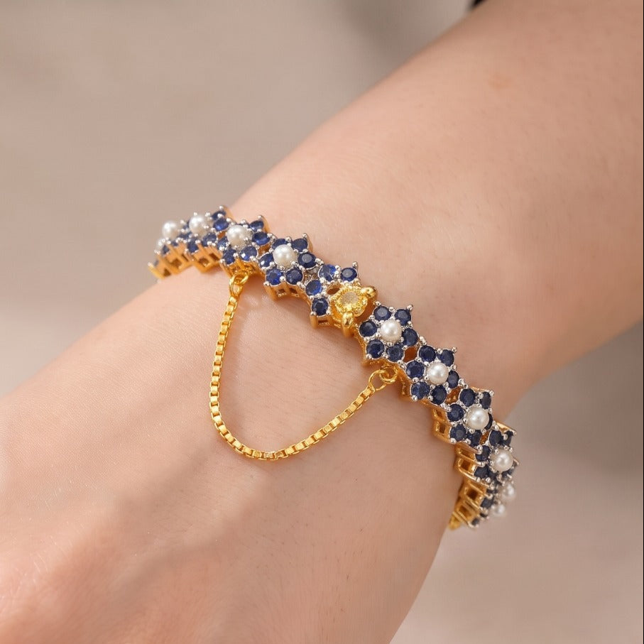 Luminous Design Gold Plated Crystal Stones Bangle for Girls/Women
