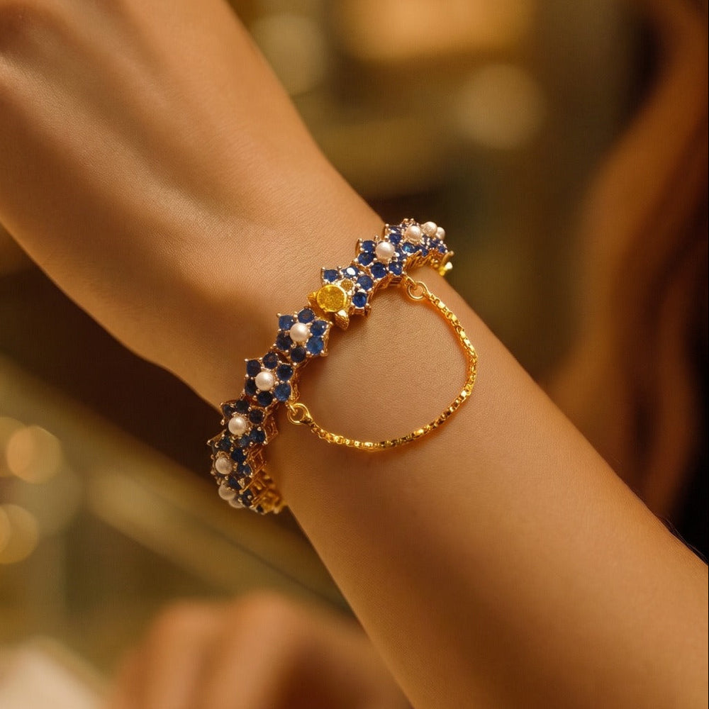 Luminous Design Gold Plated Crystal Stones Bangle for Girls/Women
