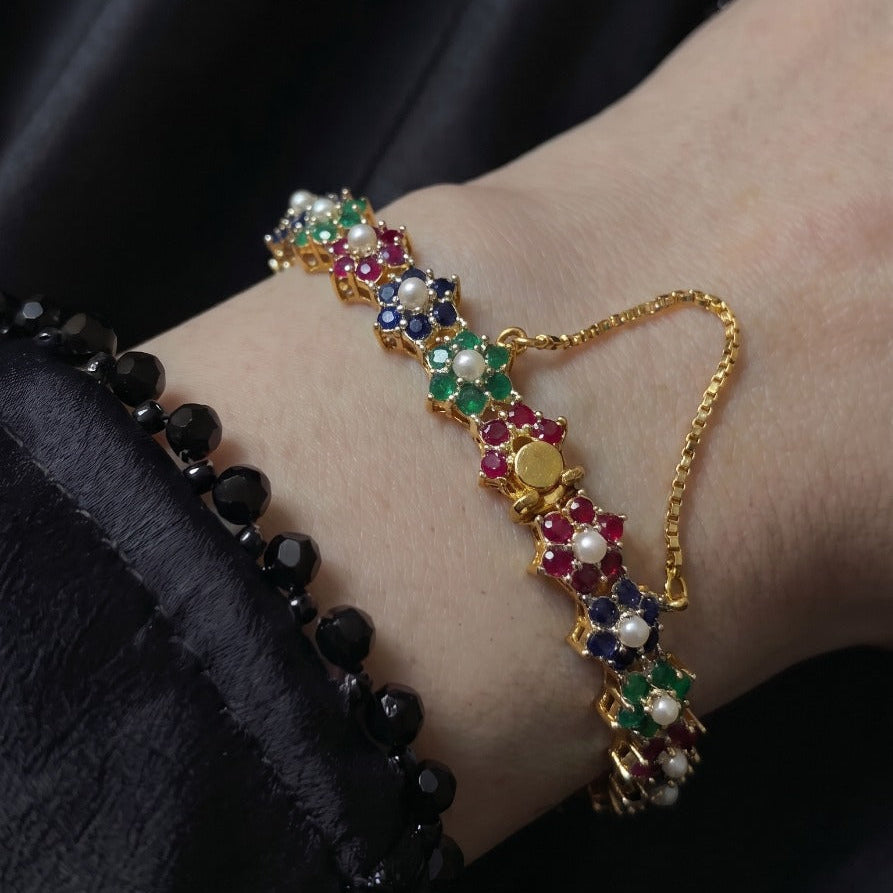 Luminous Design Gold Plated Crystal Stones Bangle for Girls/Women