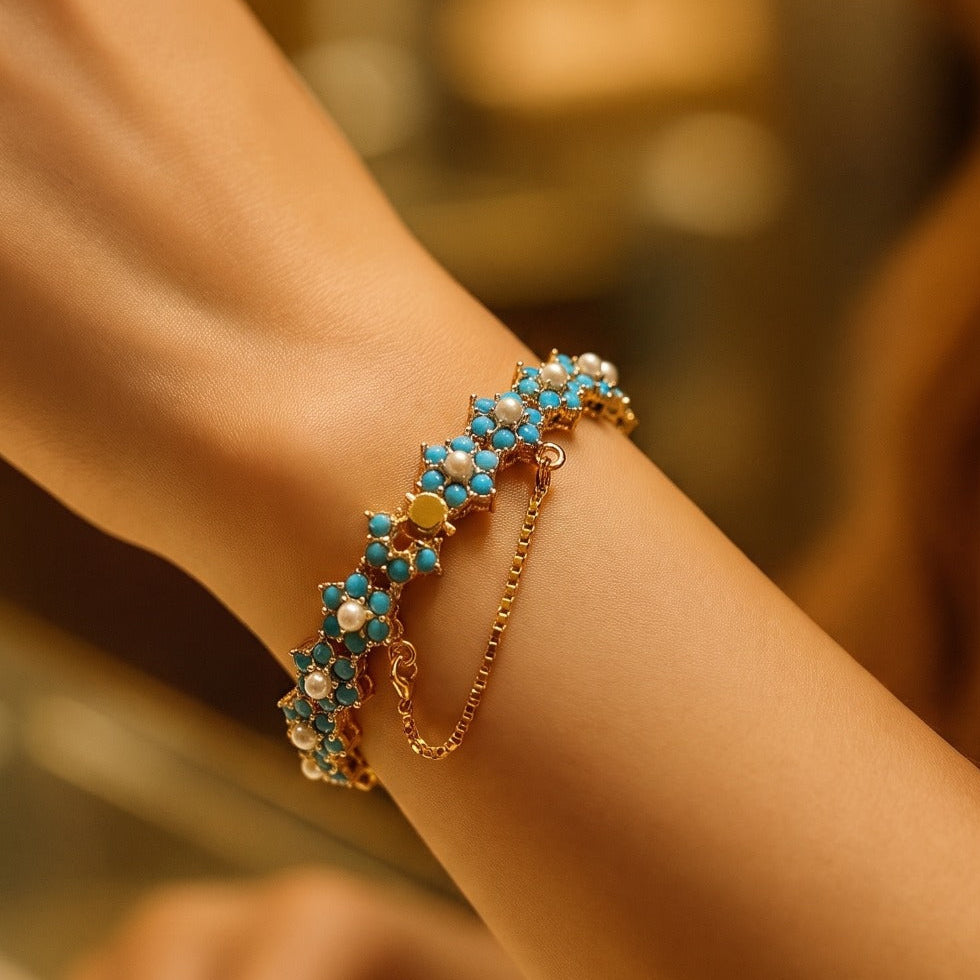 Luminous Design Gold Plated Crystal Stones Bangle for Girls/Women