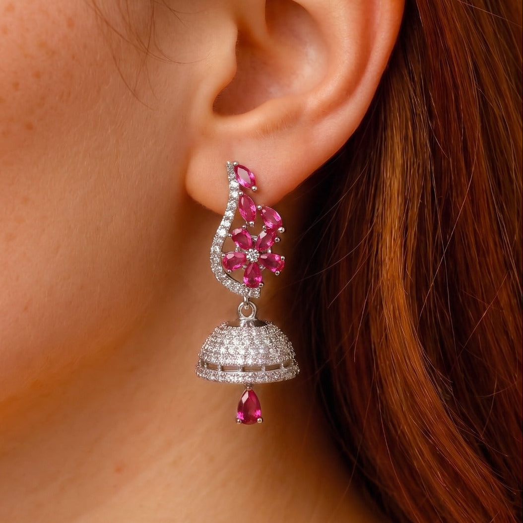 Sparkling Design Silver Plated Crystal Stones Earrings For Girls/women