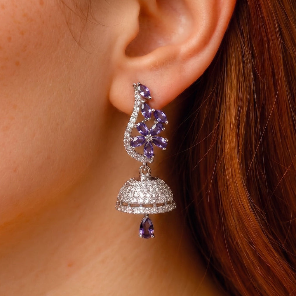 Sparkling Design Silver Plated Crystal Stones Earrings For Girls/women